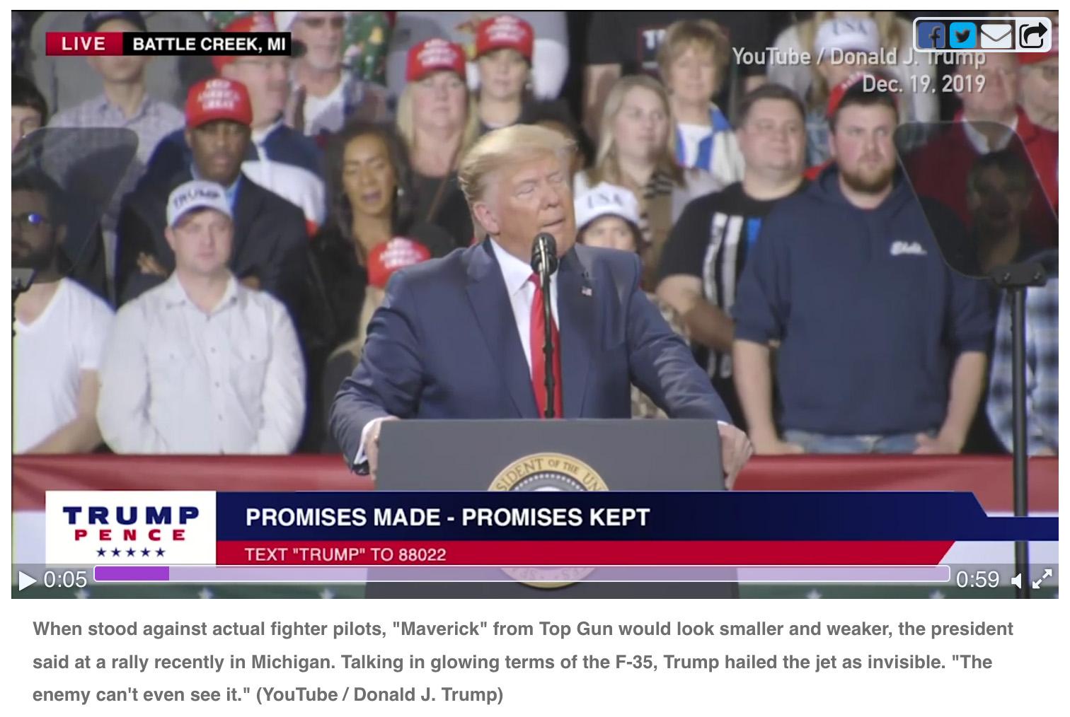  Trump: F-35 pilots better looking than Tom Cruise with bigger and stronger bodies