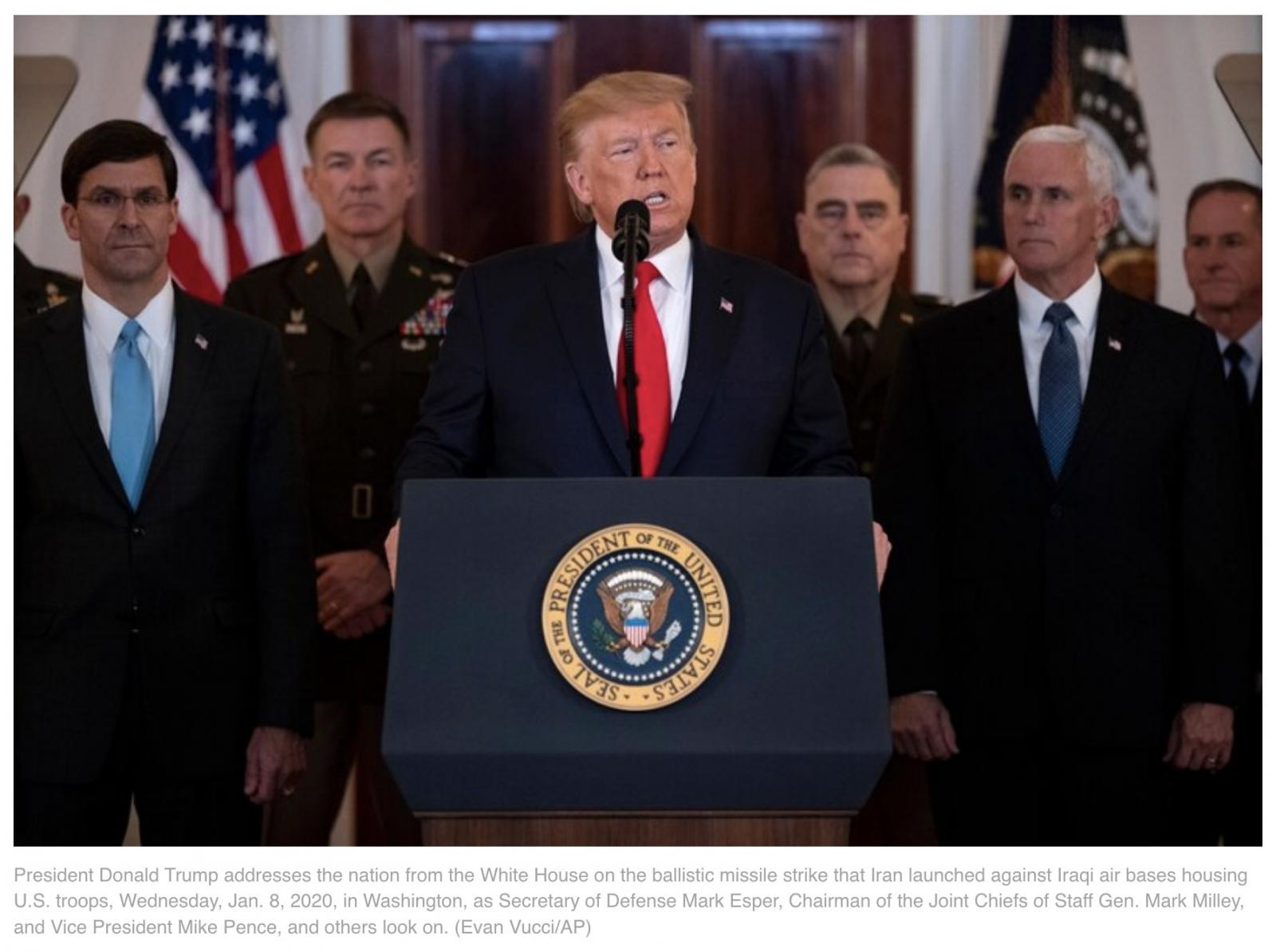  Trump says Iran is Standing Down after missile attacks on US troops