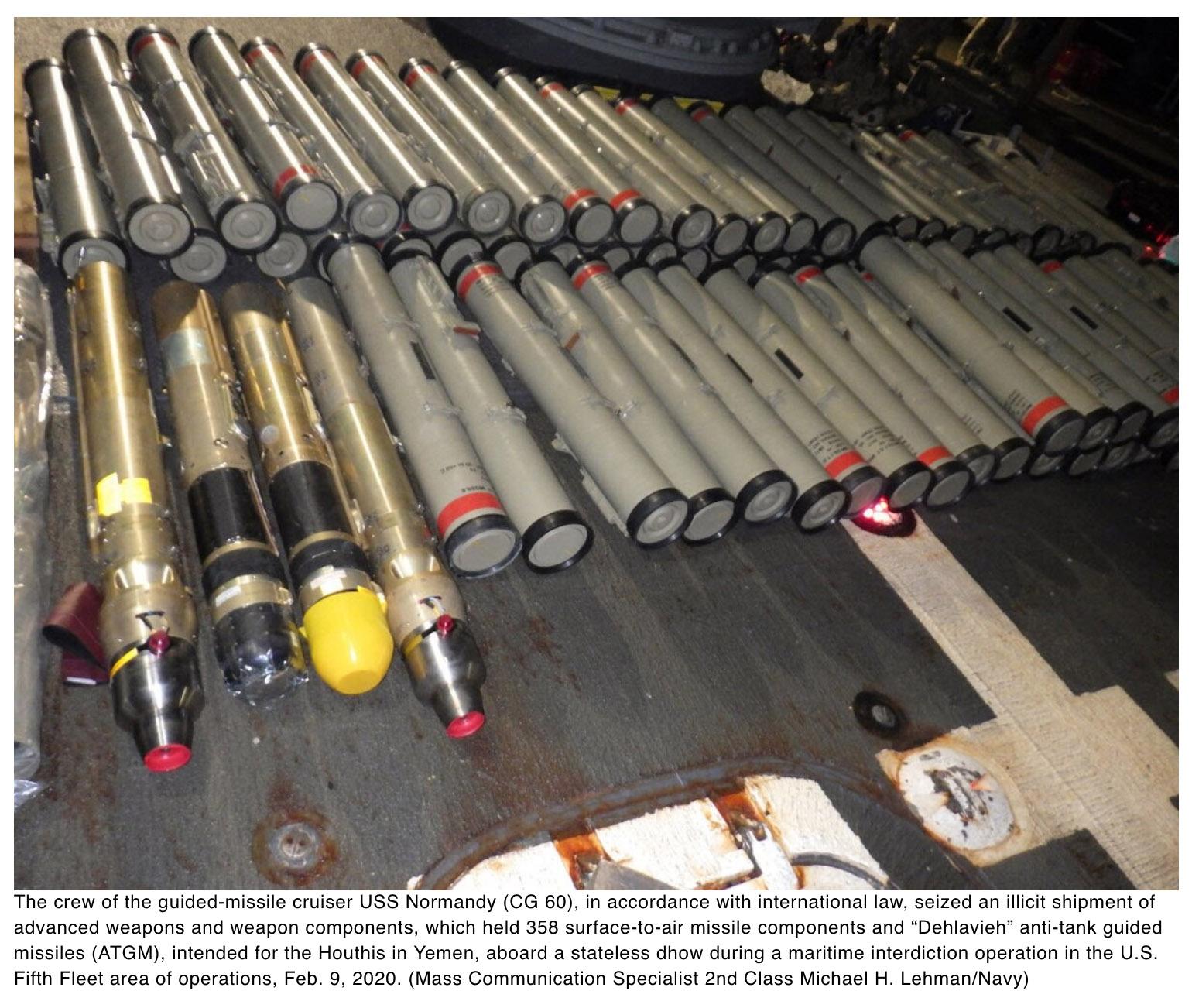  US warship boards small boat and seizes Iranian anti-tank guided missiles among other advanced weaponry