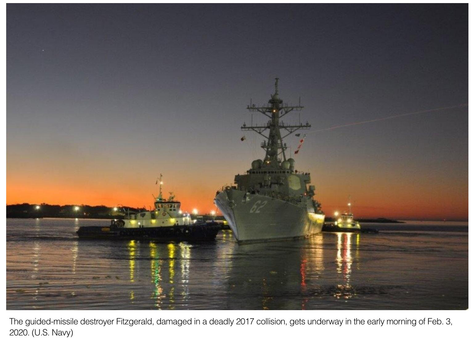  Destroyer damaged in deadly 2017 accident returns to sea