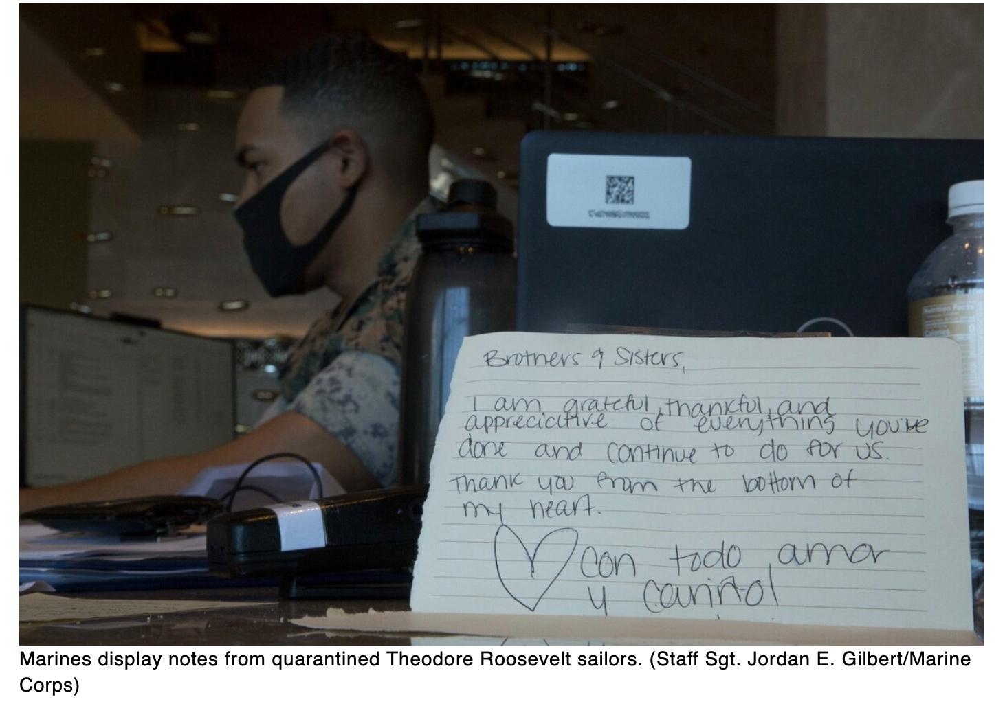  Roosevelt sailors thank Marines in video