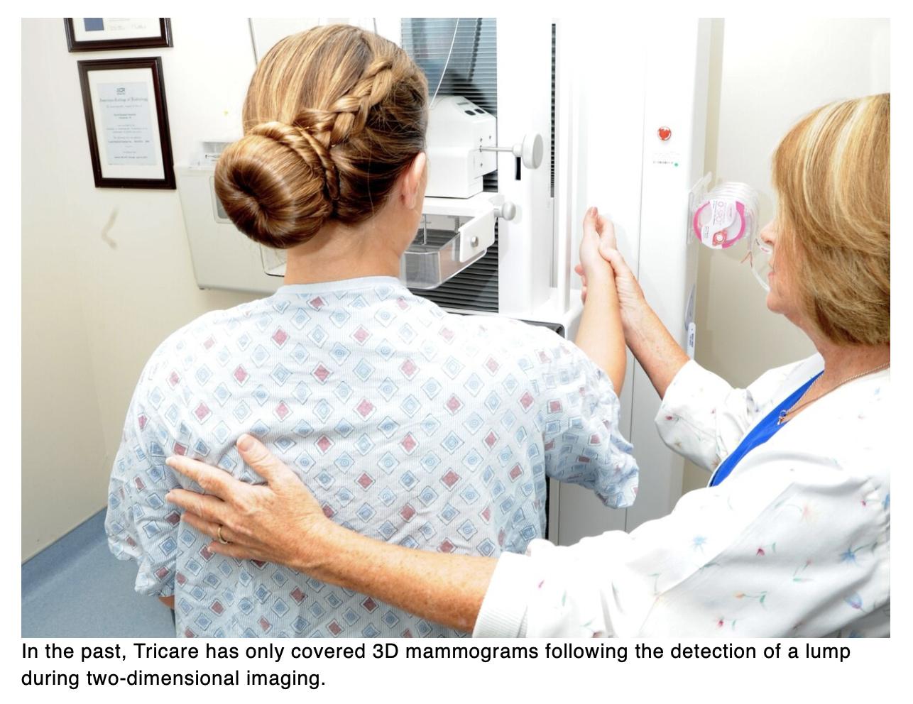 3D mammograms will be covered by Tricare starting this month
