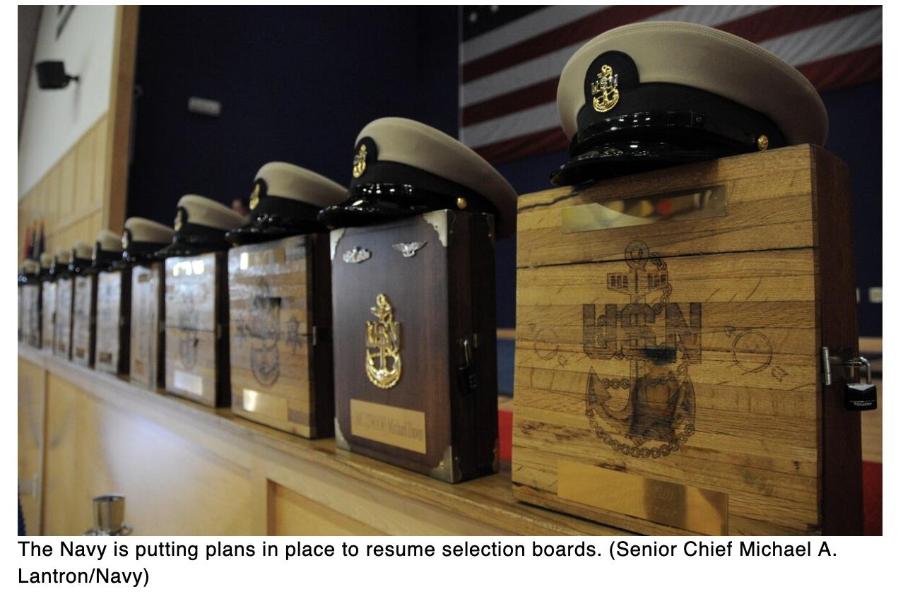  Selection boards to resume in July, Navy says