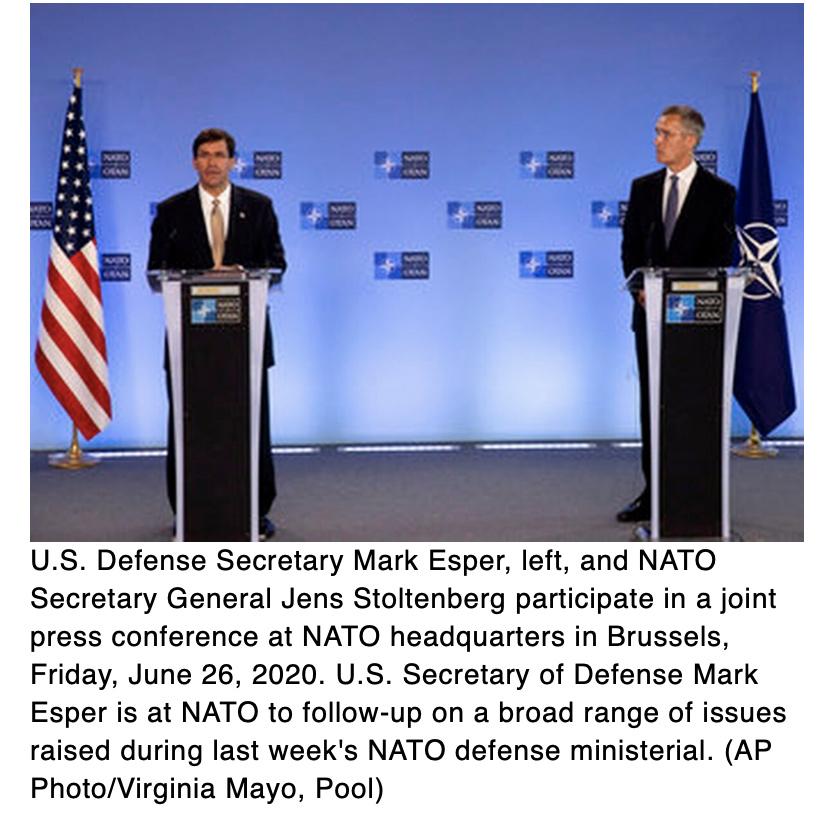  Esper seeks to reassure NATO over US troop plans