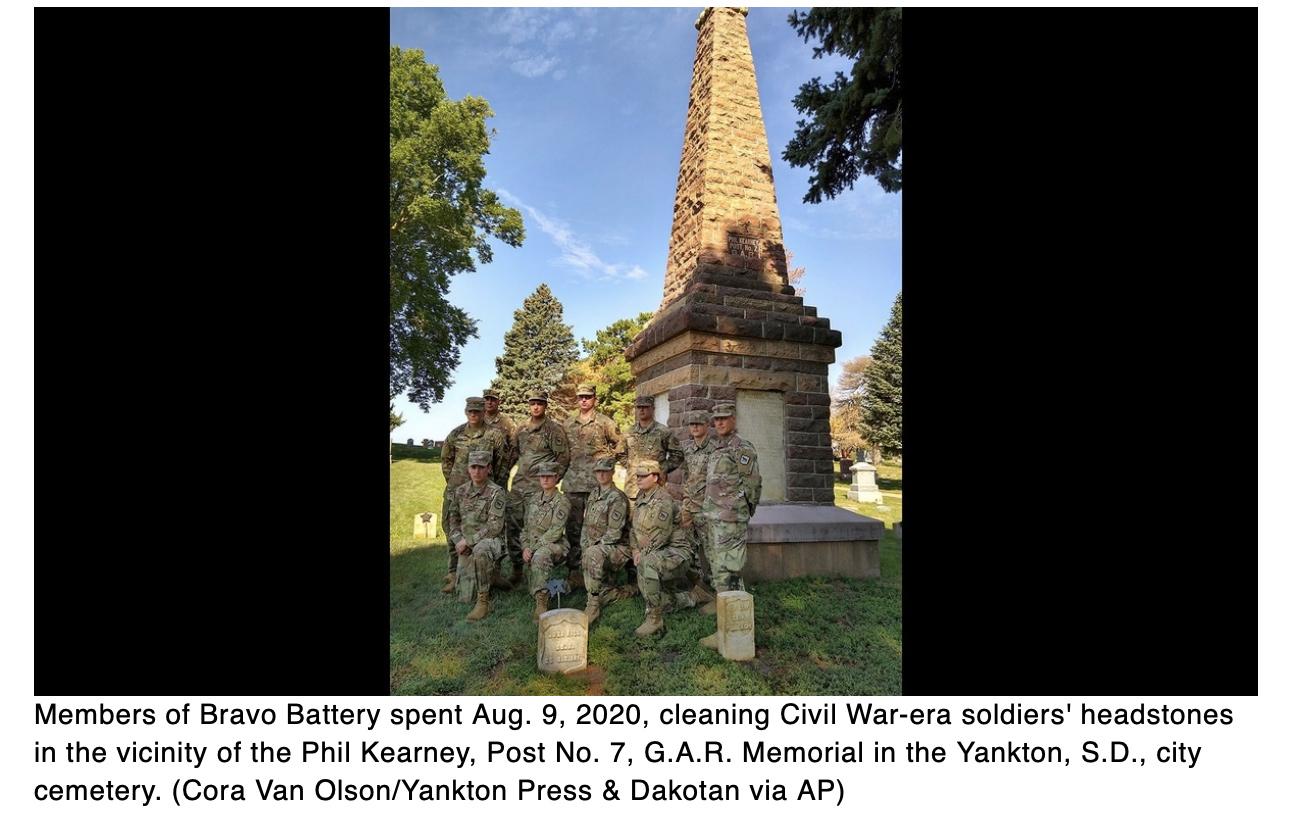  South Dakota Guardsmen honor Civil War dead by cleaning tombstones