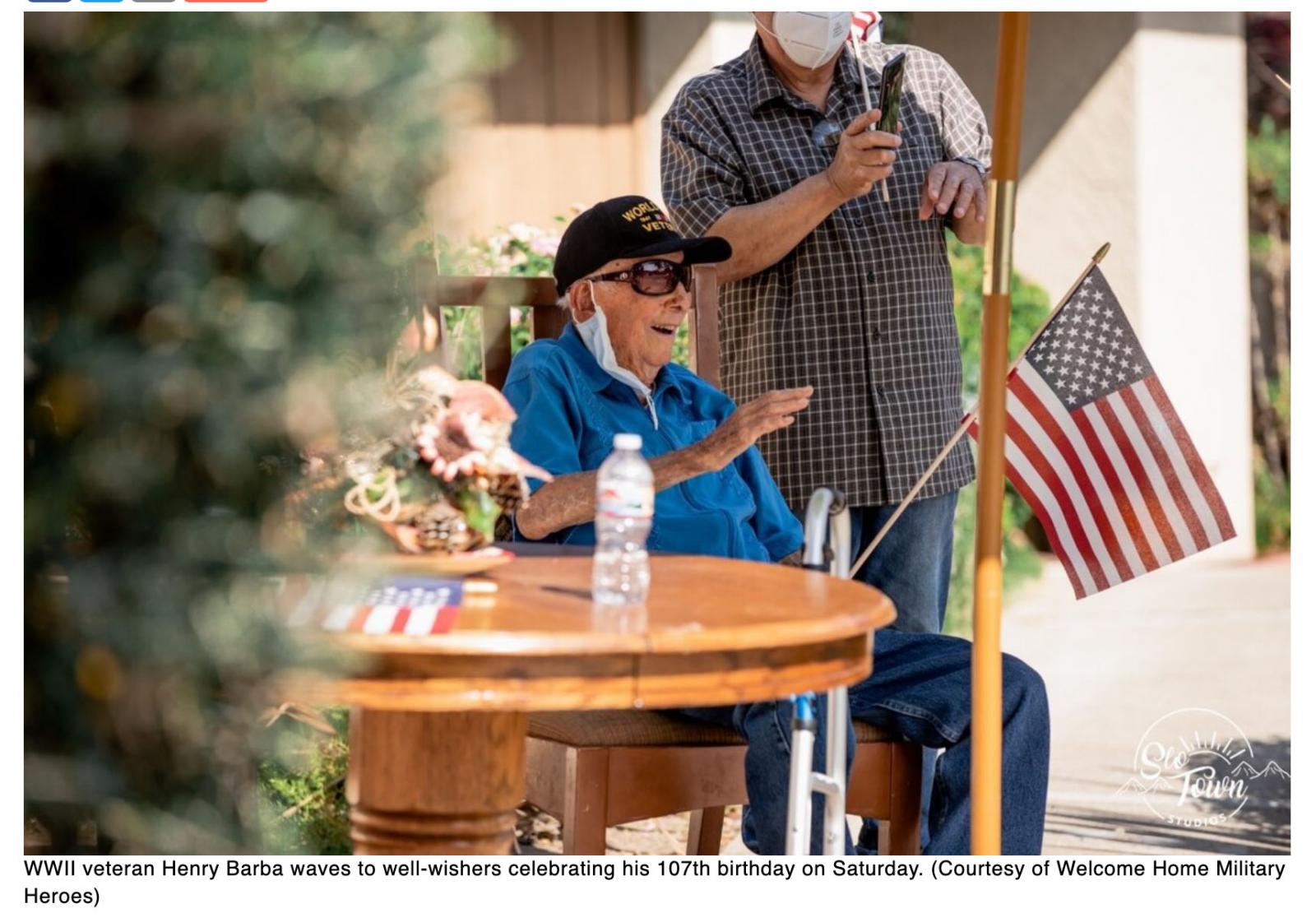  WWII vets 107th birthday brings parade of well wishers thanks to California nonprofit