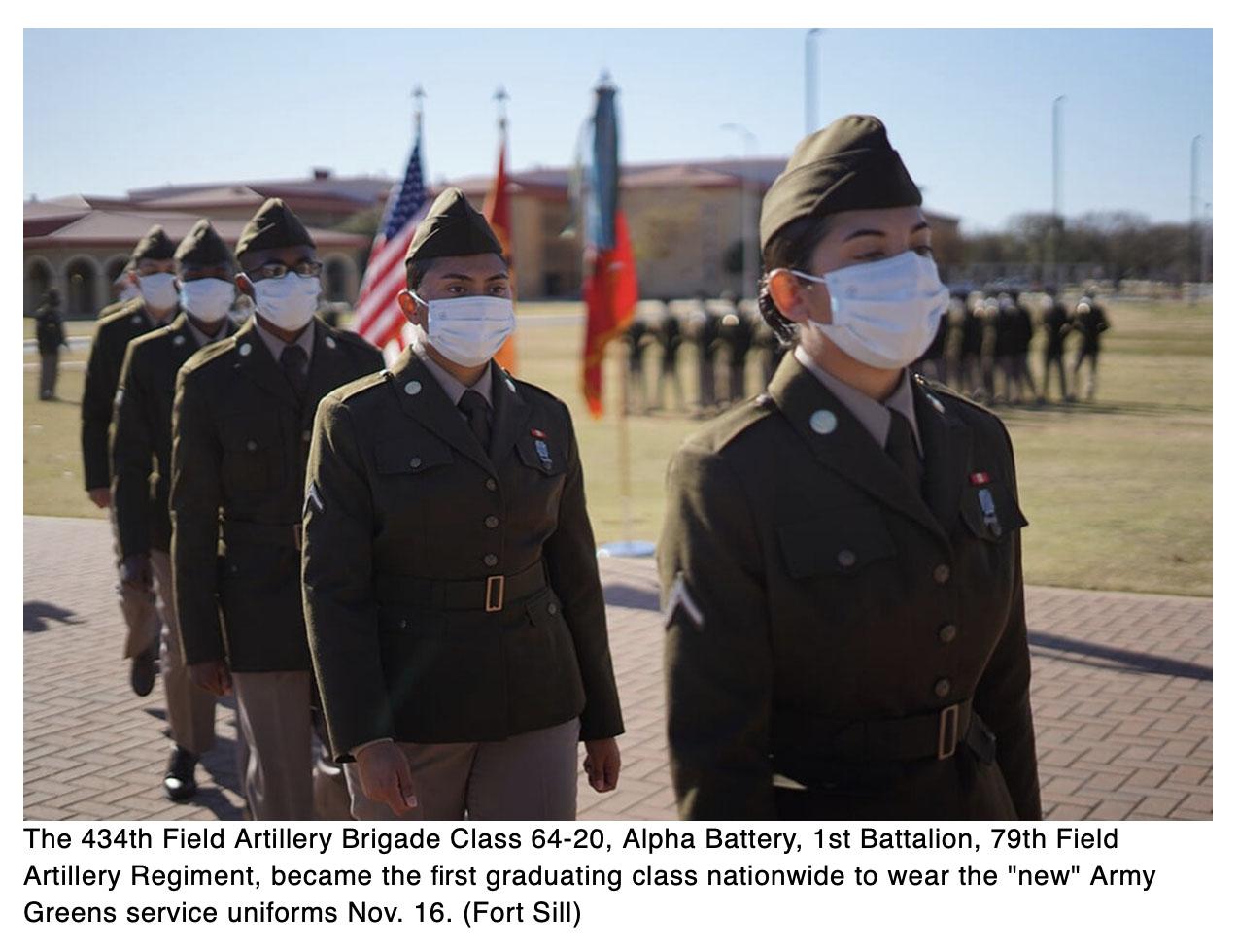 First basic training class nationwide graduates in new Army Green Service Uniform