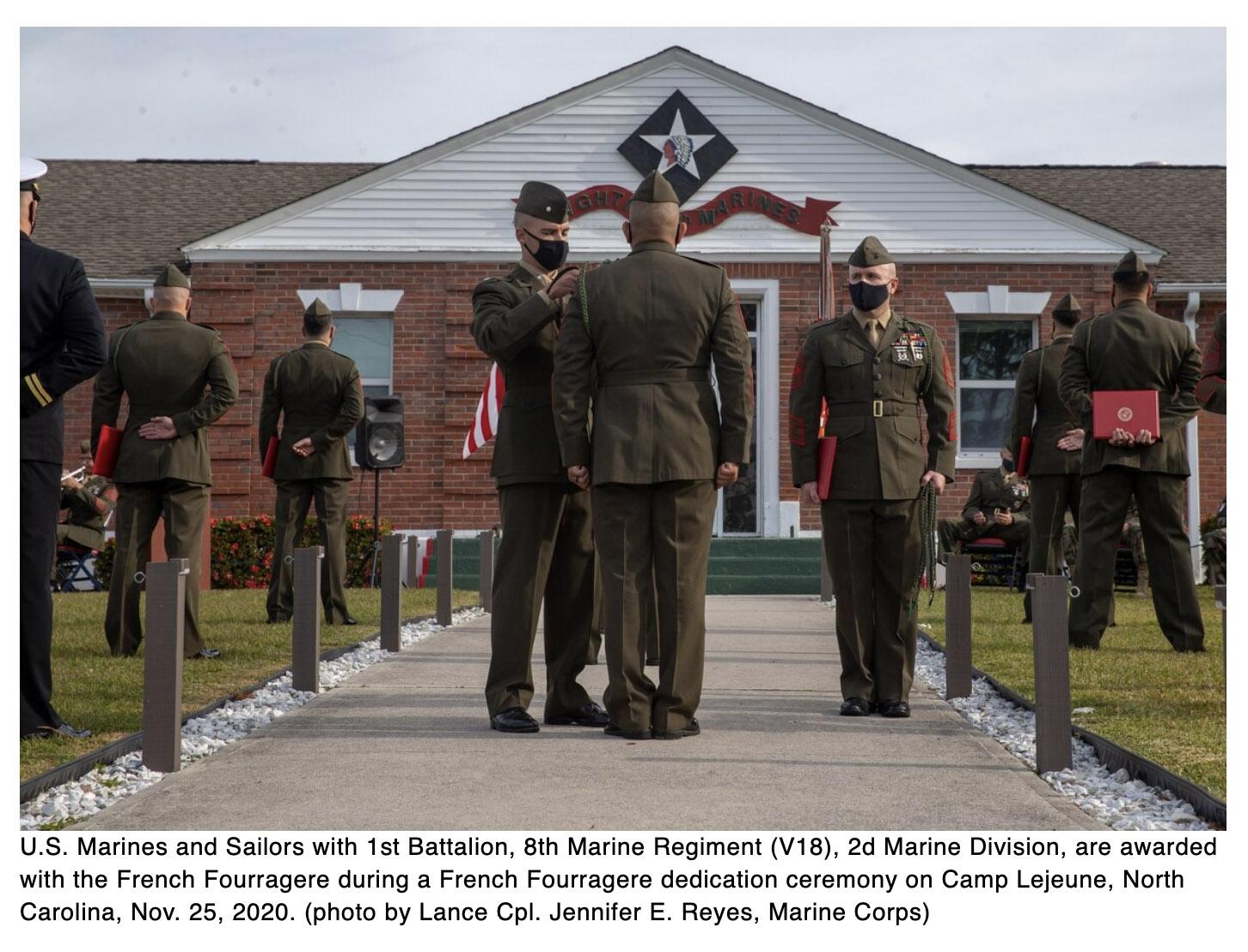  Why are these Marines are now wearing the French Fourregere