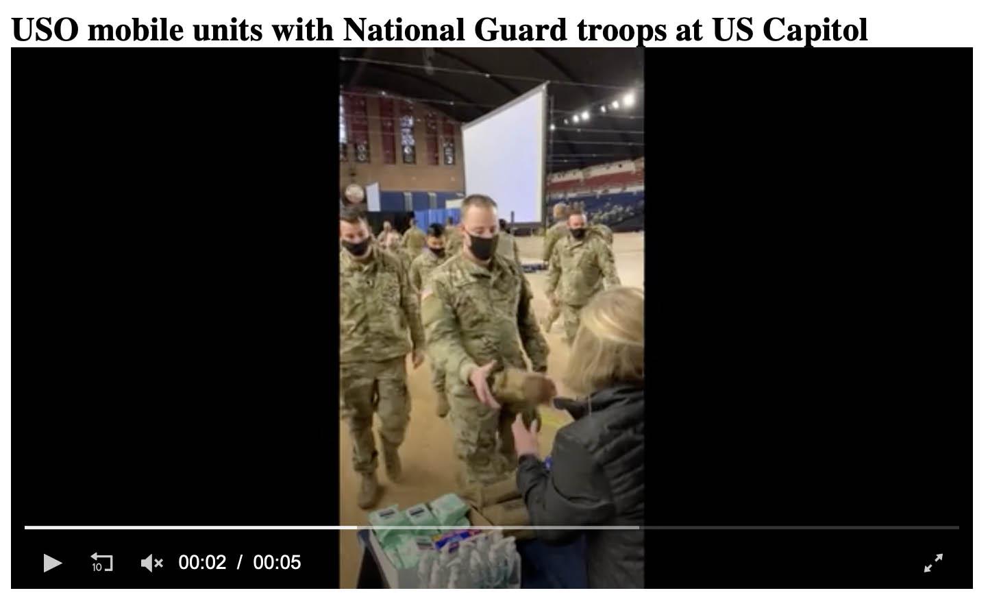  USO brings drinks, snacks and a â€˜warm welcomeâ€™ to Guard troops at the Capitol