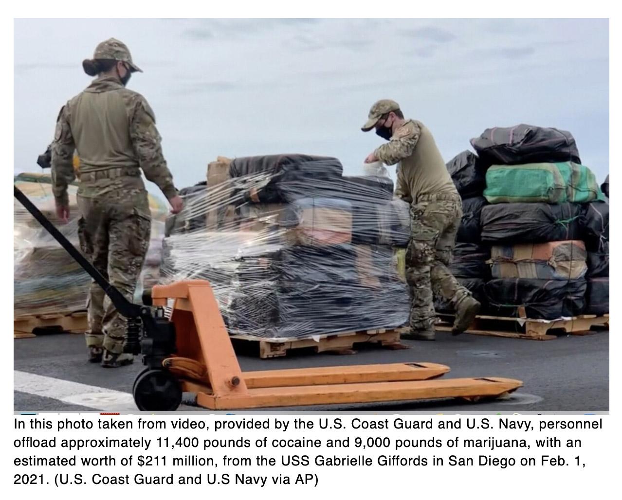  Navy, Coast Guard seized $211 million worth of drugs from Pacific smugglers