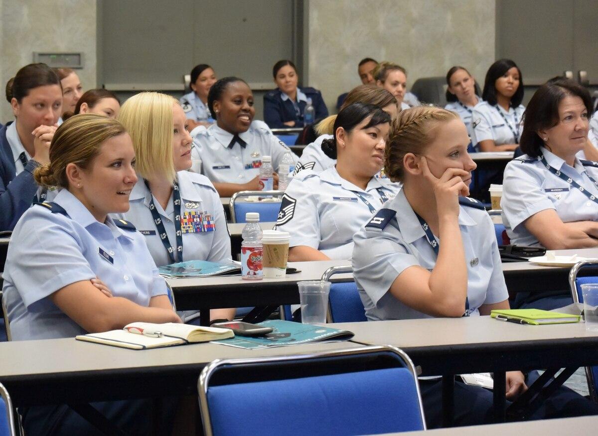 Service members take part in the Joint Womenâ€™s Leadership Symposium on June 20, 2018, at the San Diego Convention Center. (1st Lt. Annabel Monroe/Air Force)