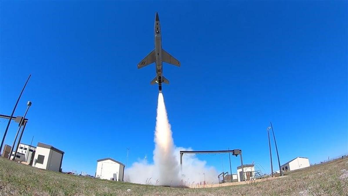 The Skyborg autonomy core system launches aboard a Kratos UTAP-22 tactical unmanned vehicle at Tyndall AFB, Florida on April 29. (U.S. Air Force) The Air Forceâ€™s first Skyborg autonomous drone prototype made its first flight