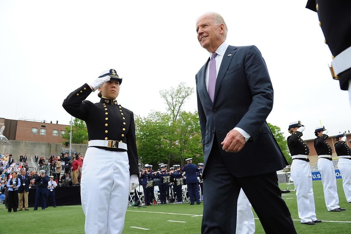 Vice President Joe Biden and Coast Guard Commandant Adm. Bob Papp welcomed the U.S. Coast Guard Academy's Class of 2013 as the Coast Guard's newest officers on May 22, 2013, at the Coast Guard Academy in New London, Conn.  President Biden to speak at Coast Guard Academy commencement