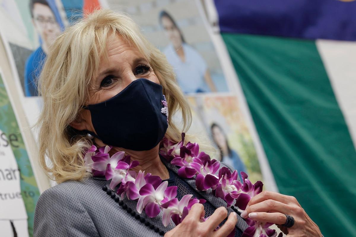 First lady Jill Biden visits a classroom at Glendale Middle School on (Barria/Pool via AP) Jill Biden thanks military spouses in Colorado for service