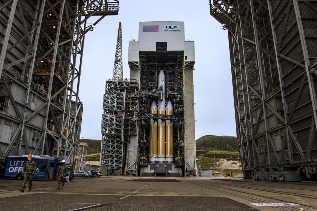 The National Reconnaissance Office Launch-82 vehicle, supported by Delta IV Heavy rockets, stands at Space Launch Complex-6 at Vandenberg Air Force Base, California, April 25. (Staff Sgt. Luke Kitterman/Space Force) Now boarding: Space Force wants to turn launch ranges into rocket ‘airports’