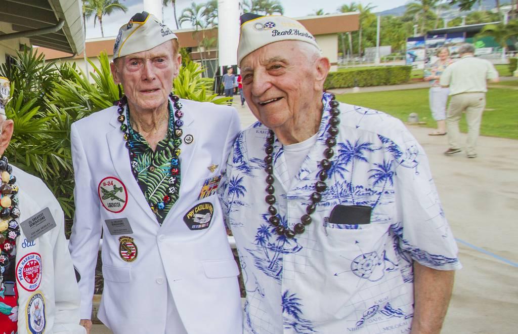On Monday, Dec. 5, 2016, 30 Pearl Harbor Survivors with the â€œGreatest Generationâ€ vets meet and greet with visitors at the Pearl Harbor Visitor Center in Honolulu, including Jack Holder (left) and Ed Stone. (Dennis Oda Pearl Harbor survivor and WWII veteran wants cards for his 100th birthday
