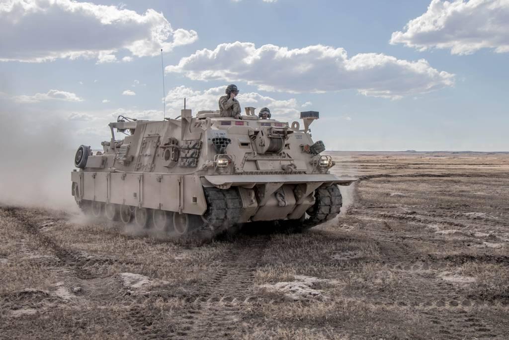 An M88 recovery vehicle moves into place during the staging phase for a training exercise at Orchard Training Center, Idaho. The M88 Recovery Vehicle is one of the largest armored recovery vehicles (ARV) currently in the U Airman one of five winners in Army innovation competition