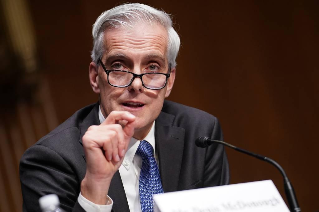 FILE - Secretary of Veterans Affairs nominee Denis McDonough speaks during his confirmation hearing before the Senate Committee on Veterans' Affairs on Capitol Hill, Wednesday, Jan. 27, 2021, in Washington. (Sarah Silbiger New committee to help improve care for Native American veterans