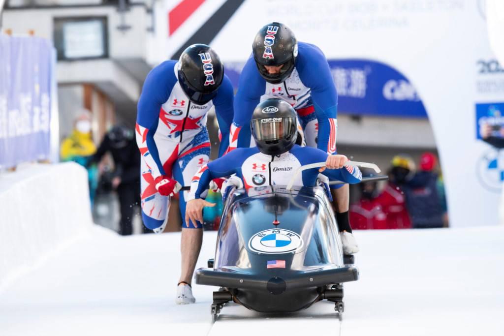 Team USA bobsled competitors and Army soldiers Specs. Frank Del Duca and Hakeem Abdul Saboor will be representing the U.S. in the 2022 Beijing Winter Olympics. (Sgt. Michael Hunnisett/ U.S. Army)