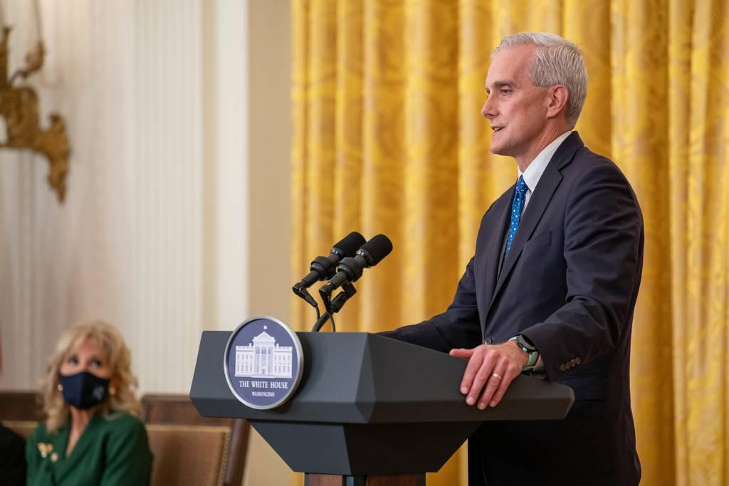 Secretary of Veterans Affairs Denis McDonough speaks during an event to honor children in military and veteran caregiving families in the East Room of the White House on Nov. 10, 2021. (Staff Sgt. Jack Sanders/Defense Depa Bigger bonuses, more child care aid for VA employees under new workforce plan