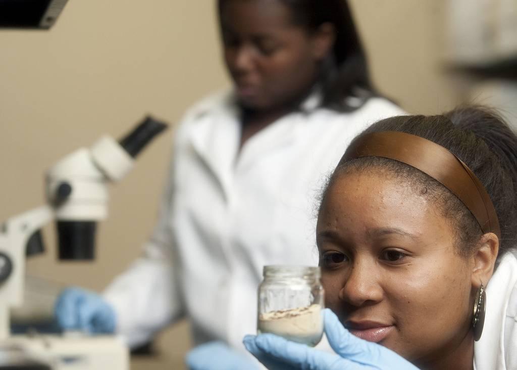 Students in science, technology, engineering and math at Spelman College benefit from a Defense Department center of excellence managed by Army researchers. (Mashaun Simon/Spelman College via U.S. Defense Department)