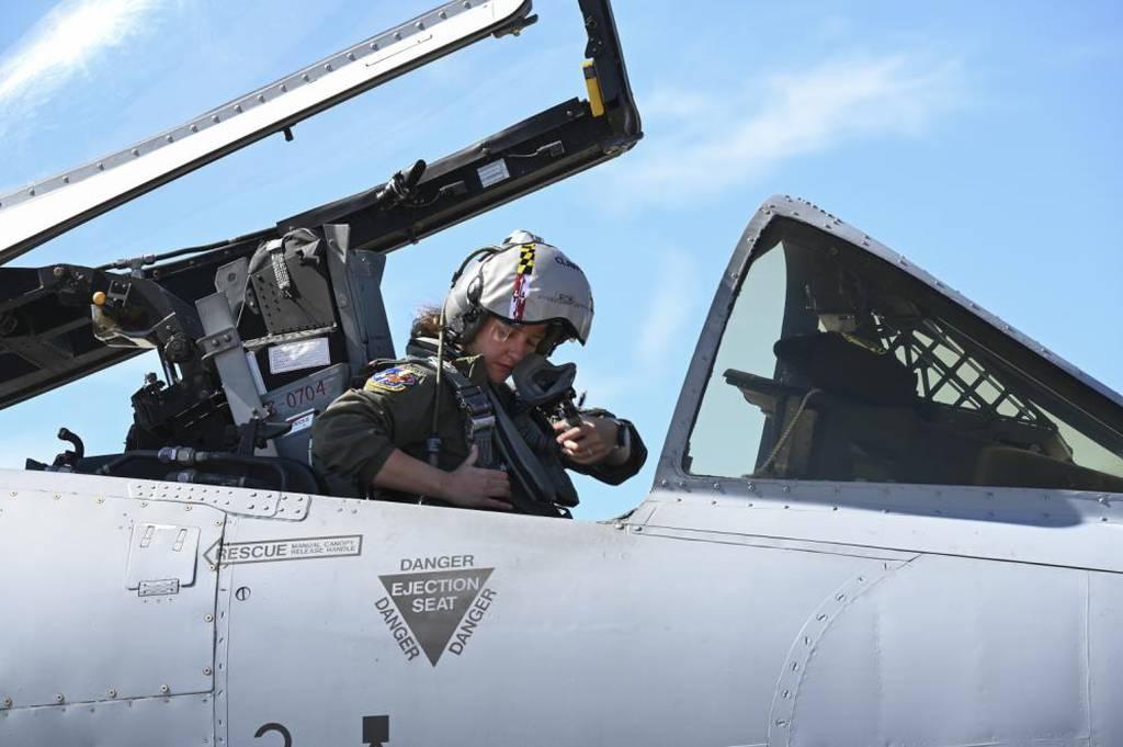 Capt. Mariah Althaus, an A-10C Thunderbolt II pilot assigned to the 104th Fighter Squadron, Maryland Air National Guard, prepares for flight at Ämari Air Base, Estonia, May 18 in support of the Defender-Europe 22. The annu