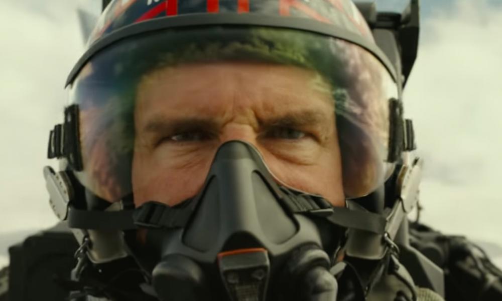 Enlarge Maverick looking mad in the cockpit during Top Gun: Maverick. (Screenshot via YouTube)