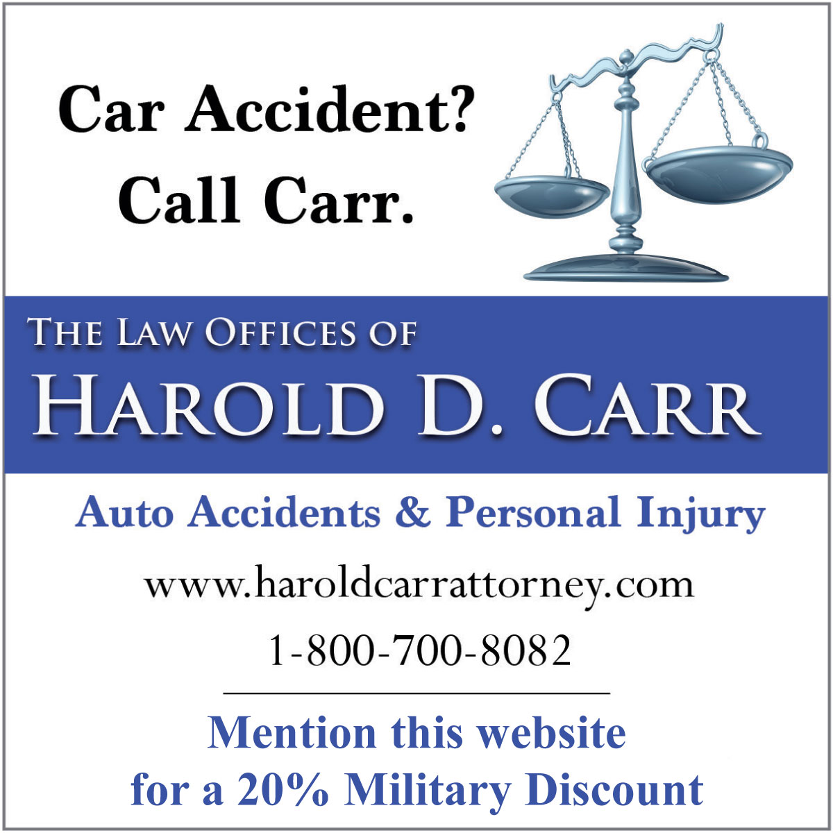 Side ad: Harold D. Carr